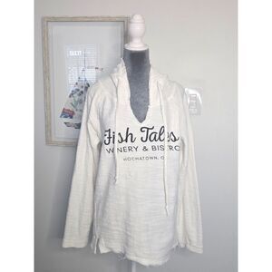 Artisans White V-Neck Hoodie "Fish Tales Winery & Bistro" Size XS